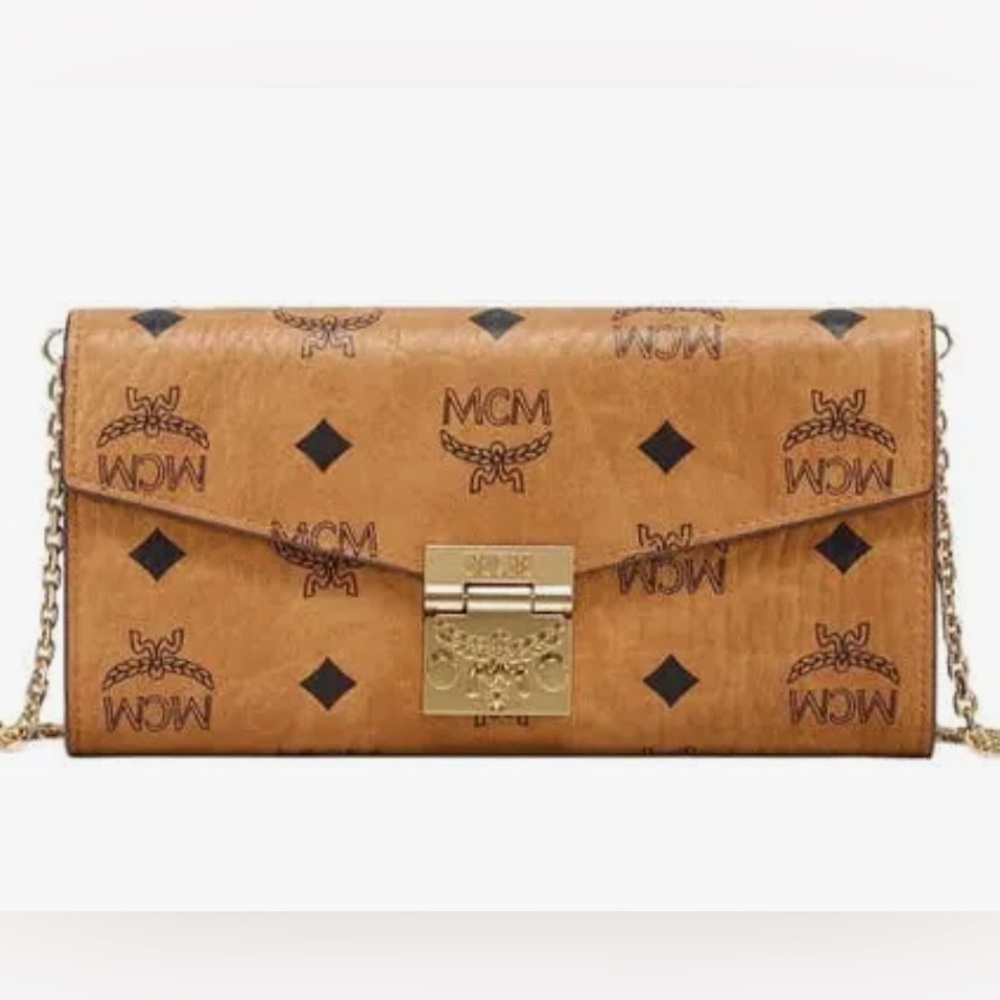 MCM Cognac Monogram Clutch